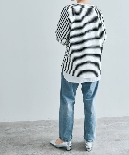 kirakiraShop(キラキラショップ)の「シャツ 切り替え インナー カットソー(Tシャツ/カットソー・レディース・ブラック/オフホワイト・L/M/S/BS/BL/BM)」の15枚目の写真