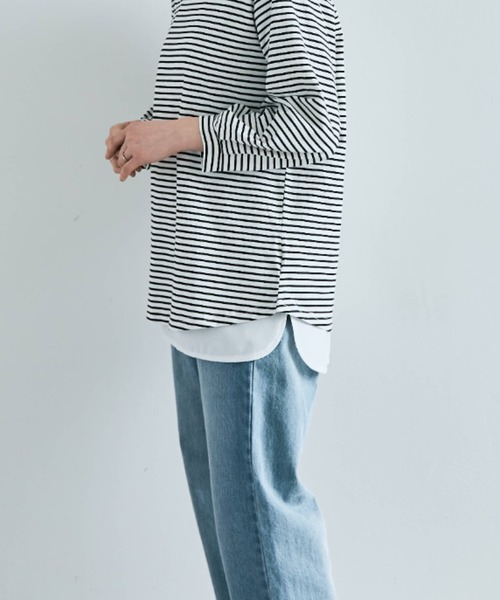 kirakiraShop(キラキラショップ)の「シャツ 切り替え インナー カットソー(Tシャツ/カットソー・レディース・ブラック/オフホワイト・L/M/S/BS/BL/BM)」の17枚目の写真