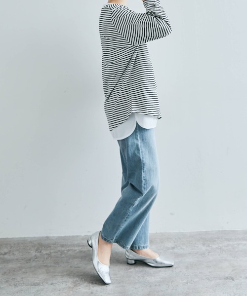 kirakiraShop(キラキラショップ)の「シャツ 切り替え インナー カットソー(Tシャツ/カットソー・レディース・ブラック/オフホワイト・L/M/S/BS/BL/BM)」の7枚目の写真