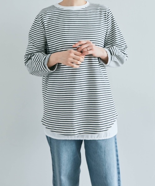 kirakiraShop(キラキラショップ)の「シャツ 切り替え インナー カットソー(Tシャツ/カットソー・レディース・ブラック/オフホワイト・L/M/S/BS/BL/BM)」の8枚目の写真