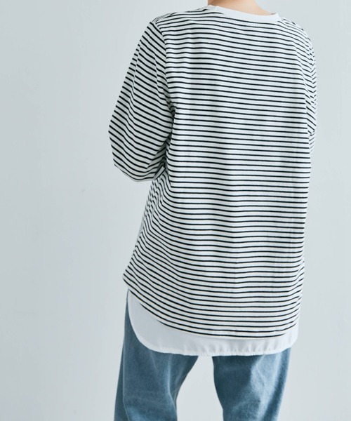 kirakiraShop(キラキラショップ)の「シャツ 切り替え インナー カットソー(Tシャツ/カットソー・レディース・ブラック/オフホワイト・L/M/S/BS/BL/BM)」の11枚目の写真