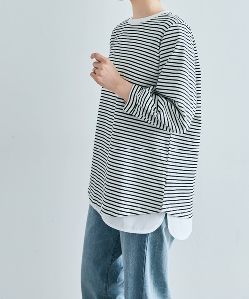 kirakiraShop(キラキラショップ)の「シャツ 切り替え インナー カットソー(Tシャツ/カットソー・レディース・ブラック/オフホワイト・L/M/S/BS/BL/BM)」の12枚目の写真