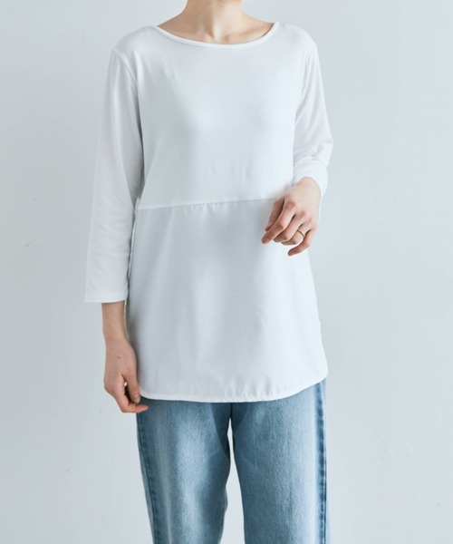 kirakiraShop(キラキラショップ)の「シャツ 切り替え インナー カットソー(Tシャツ/カットソー・レディース・ブラック/オフホワイト・L/M/S/BS/BL/BM)」の5枚目の写真