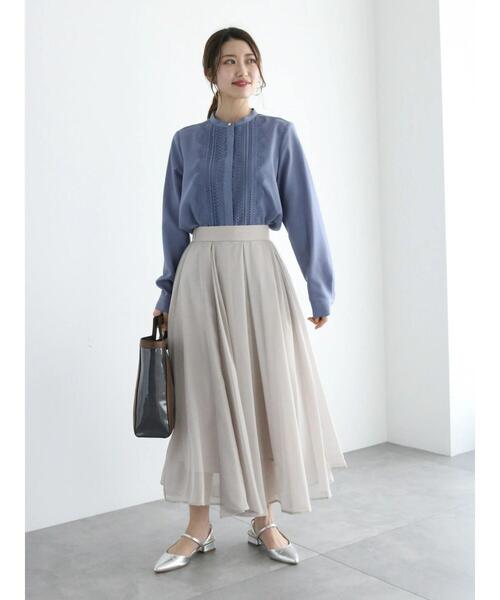 Te chichi(テチチ)の「シアータックボリュームスカート(スカート・レディース・ネイビー/ベージュ/グリーン・F)」の7枚目の写真