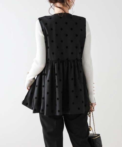 フロッキードットペプラムジレ（ベスト）｜AMELY（エミリー）の
