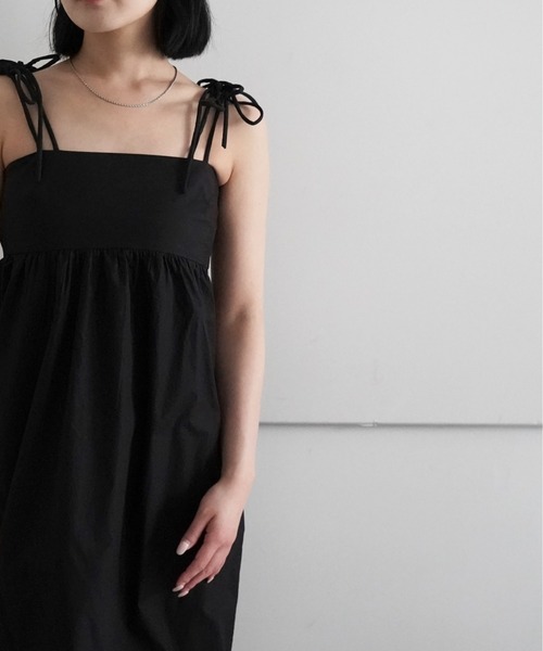 GANNI ワンピース Cotton Poplin String Midi Dress Black Cotton Poplin String Midi Dress | GANNI FI