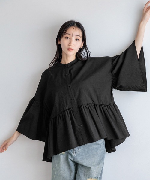 LOWRYS FARM（ローリーズファーム）の「バンドカラーシャツ8S 991518