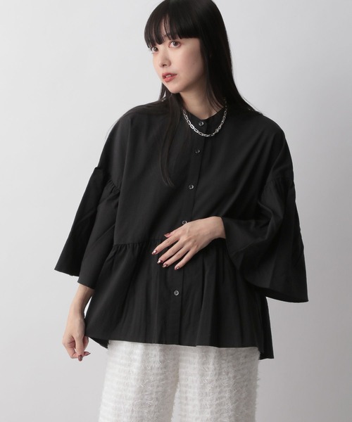 LOWRYS FARM（ローリーズファーム）の「バンドカラーシャツ８Ｓ 991518（シャツ/ブラウス・レディース・ブラック/ピンク/ブルー/アイボリー・FREE）」の13枚目の写真