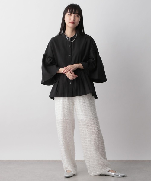 LOWRYS FARM（ローリーズファーム）の「バンドカラーシャツ８Ｓ 991518（シャツ/ブラウス・レディース・ブラック/ピンク/ブルー/アイボリー・FREE）」の15枚目の写真