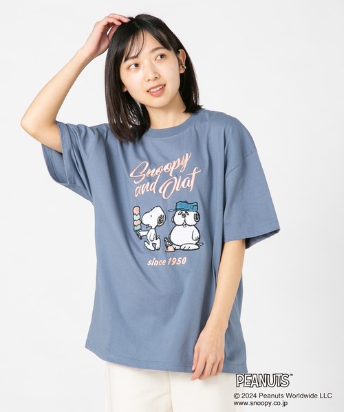 PEANUTS（ピーナッツ）の「【PEANUTS /ピーナッツ】オリジナルデザインTシャツ スヌーピー オラフ　ベル　ドロップショルダー ビッグシルエット　ユニセックス（Tシャツ/カットソー・メンズ・ホワイト系その他2/ベージュ系その他/ピンク系その他2/ブルー系その他・X-LARGE/LARGE/SMALL/MEDIUM）」の16枚目の写真