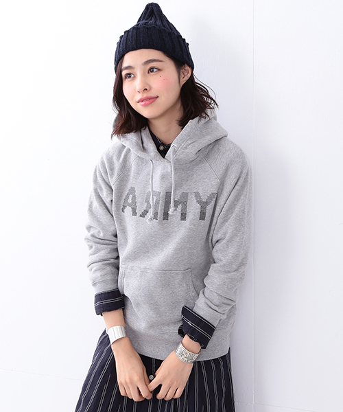 SCREEN STARS（スクリーンスターズ）の「SCREEN STARS / クロスステッチ プルオーバー パーカ （パーカー・レディース・ホワイト/グレー・ONE SIZE）」の2枚目の写真