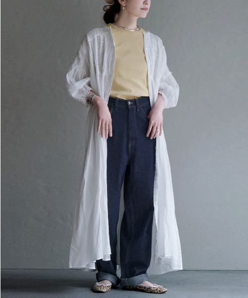 apartment department(アパートメントデパートメント)の「クルーネック 5分袖リブカットソー(Tシャツ/カットソー・レディース・ホワイト/ライトイエロー/チャコール/ライトカーキ・M)」の11枚目の写真