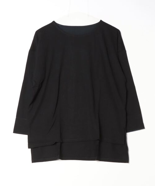 atONE(アットワン)の「atONE 袖口裏タンガリーロングTシャツ(Tシャツ/カットソー・レディース・カーキ/ブラック/ベージュ/オフホワイト・LL~3L/4L~5L/M-L)」の12枚目の写真