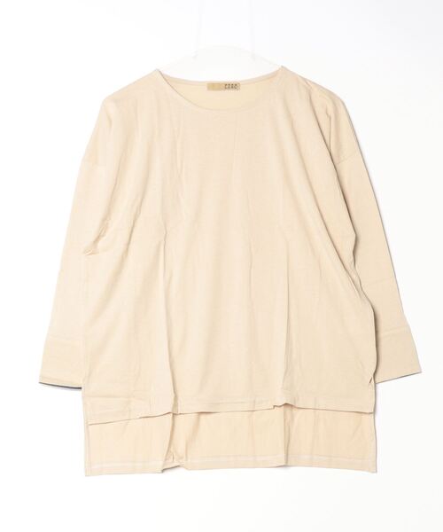 atONE(アットワン)の「atONE 袖口裏タンガリーロングTシャツ(Tシャツ/カットソー・レディース・カーキ/ブラック/ベージュ/オフホワイト・LL~3L/4L~5L/M-L)」の18枚目の写真