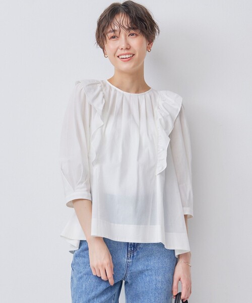 【セール】【WEB限定】ナチュラルローン ペプラムブラウス（シャツ/ブラウス）｜組曲（クミキョク）
