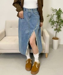 slitデニムロングスカート