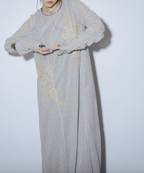 Sparkle sheer モチーフレースセットドレス（ドレス）｜Ezick