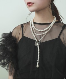Kana | パール ロング アレンジ ネックレス 結婚式 オケージョン デイリー(ネックレス)