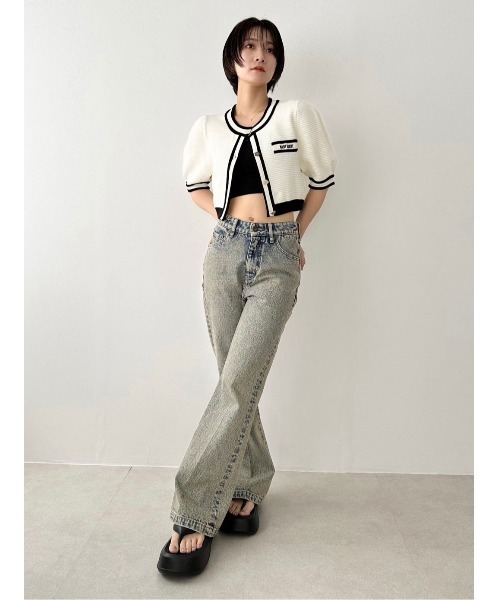 LILY BROWN(リリーブラウン)の「【LILY BROWN×MARY QUANT】クロップドニットカーディガン(カーディガン/ボレロ・レディース・その他/ホワイト/ネイビー/ピンク・FREE)」の10枚目の写真