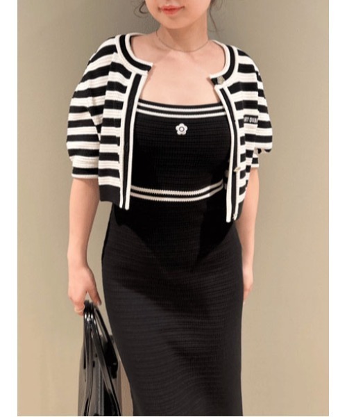 LILY BROWN(リリーブラウン)の「【LILY BROWN×MARY QUANT】クロップドニットカーディガン(カーディガン/ボレロ・レディース・その他/ホワイト/ネイビー/ピンク・FREE)」の8枚目の写真