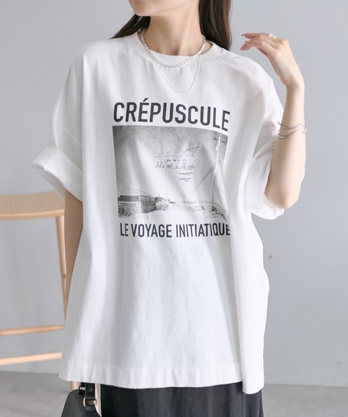 PUAL CE CIN(ピュアルセシン)の「ピグメントフォトプリントTシャツ(Tシャツ/カットソー・レディース・オフホワイト/グレー・FREE)」の2枚目の写真