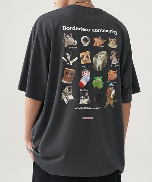 GEMEDA(ジェメダ)の「キャットプリントTシャツ(Tシャツ/カットソー・レディース・ダークグレー/ベージュ/ホワイト・M)」の3枚目の写真