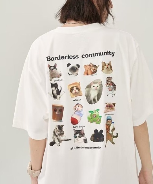 GEMEDA(ジェメダ)の「キャットプリントTシャツ(Tシャツ/カットソー・レディース・ダークグレー/ベージュ/ホワイト・M)」の4枚目の写真