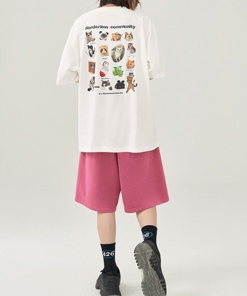 GEMEDA(ジェメダ)の「キャットプリントTシャツ(Tシャツ/カットソー・レディース・ダークグレー/ベージュ/ホワイト・M)」の6枚目の写真