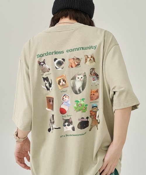 GEMEDA(ジェメダ)の「キャットプリントTシャツ(Tシャツ/カットソー・レディース・ダークグレー/ベージュ/ホワイト・M)」の12枚目の写真