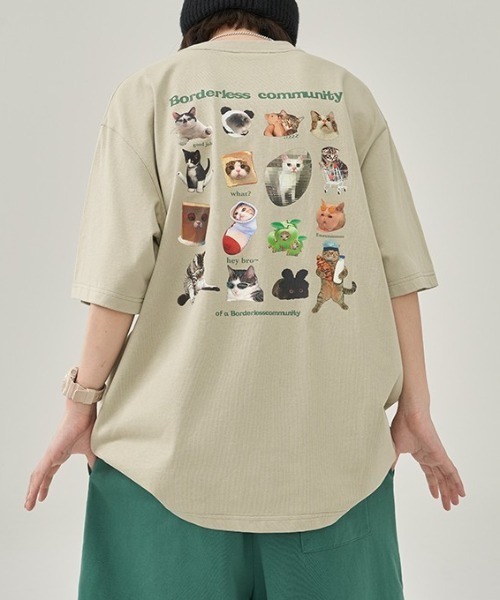 GEMEDA(ジェメダ)の「キャットプリントTシャツ(Tシャツ/カットソー・レディース・ダークグレー/ベージュ/ホワイト・M)」の11枚目の写真