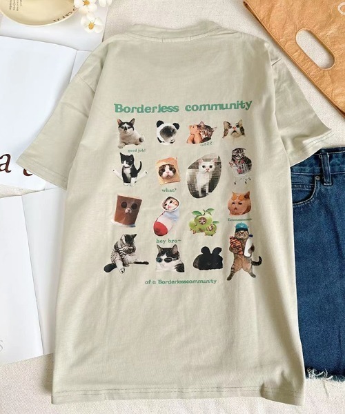 GEMEDA(ジェメダ)の「キャットプリントTシャツ(Tシャツ/カットソー・レディース・ダークグレー/ベージュ/ホワイト・M)」の17枚目の写真