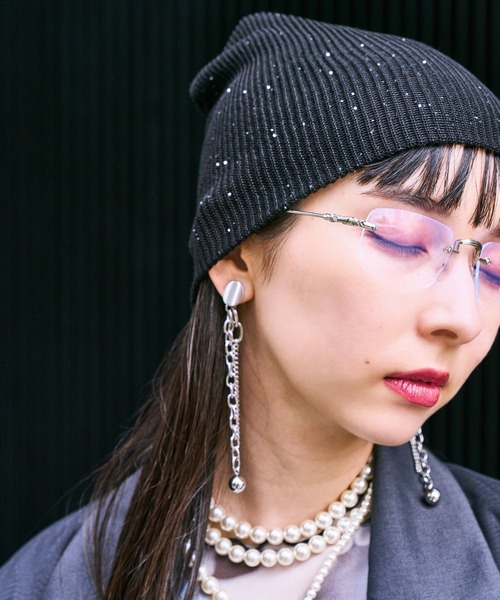 HARE(ハレ)の「ラメビーニー(HARE)(ニットキャップ/ビーニー・レディース・ブラック・FREE)」の1枚目の写真