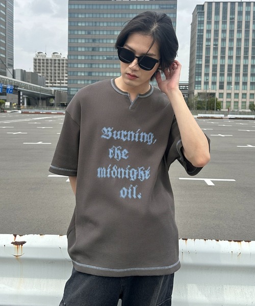 sedacle（セダクル）の「ステッチキーネックワッフルTシャツ（Tシャツ/カットソー・メンズ・マスタード/レッド/アイボリー/チャコールグレー/グレー・SMALL/MEDIUM/LARGE）」の17枚目の写真