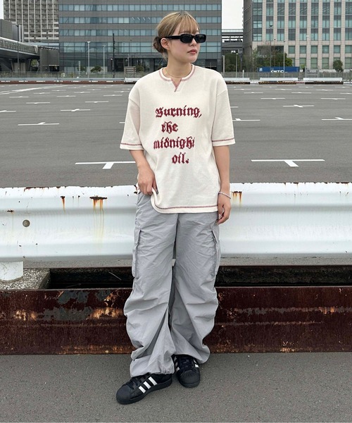 sedacle（セダクル）の「ステッチキーネックワッフルTシャツ（Tシャツ/カットソー・メンズ・マスタード/レッド/アイボリー/チャコールグレー/グレー・SMALL/MEDIUM/LARGE）」の9枚目の写真