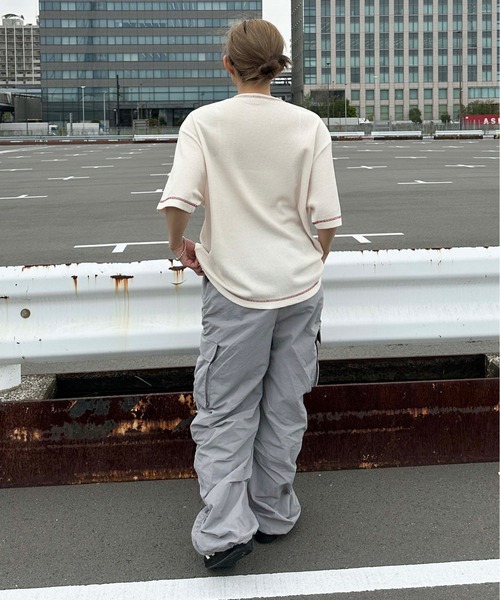 sedacle（セダクル）の「ステッチキーネックワッフルTシャツ（Tシャツ/カットソー・メンズ・マスタード/レッド/アイボリー/チャコールグレー/グレー・SMALL/MEDIUM/LARGE）」の10枚目の写真