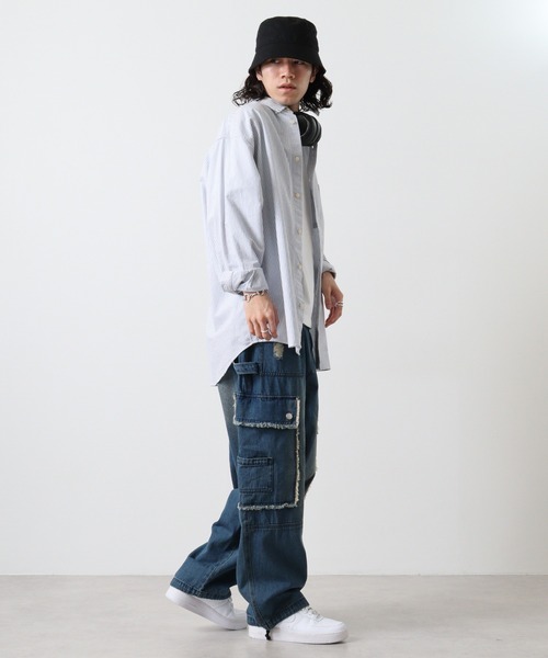 RE730(アールイーセブンサーティー)の「RE730 デニムカーゴパンツ(カーゴパンツ・メンズ・ブラック/ブルー・M/L/XL)」の20枚目の写真