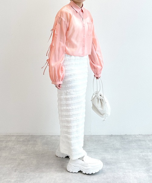 【超美品】W closet ダブルクローゼット七分袖シャツジャケットバックリボン w closet（ダブルクローゼット）の「刺繍バックリボンビッグ
