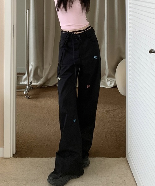 Vipoa（ヴィポア）の「little ribbon ワイドパンツ（その他パンツ・レディース・ブラック/ベージュ・MEDIUM/LARGE）」の18枚目の写真