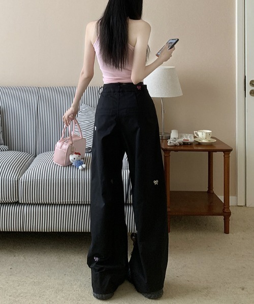 Vipoa（ヴィポア）の「little ribbon ワイドパンツ（その他パンツ・レディース・ブラック/ベージュ・MEDIUM/LARGE）」の11枚目の写真