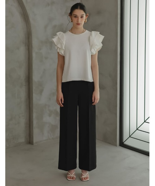 MEISM（ミズム）の「[2024 SUMMER COLLECTION][MEISM by Re:EDIT]レイヤードフリルスリーブブラウス（シャツ/ブラウス・レディース・ブラック/ホワイト・MEDIUM/LARGE）」の5枚目の写真
