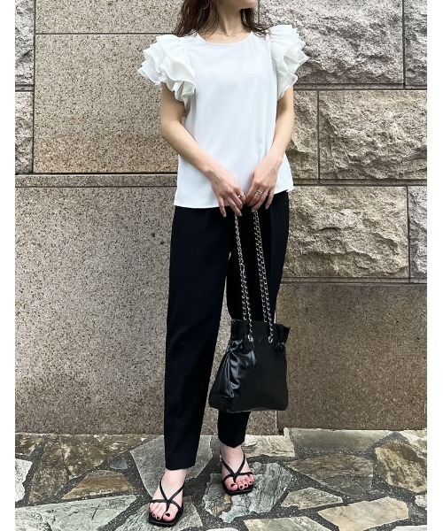 MEISM（ミズム）の「[2024 SUMMER COLLECTION][MEISM by Re:EDIT]レイヤードフリルスリーブブラウス（シャツ/ブラウス・レディース・ブラック/ホワイト・MEDIUM/LARGE）」の16枚目の写真