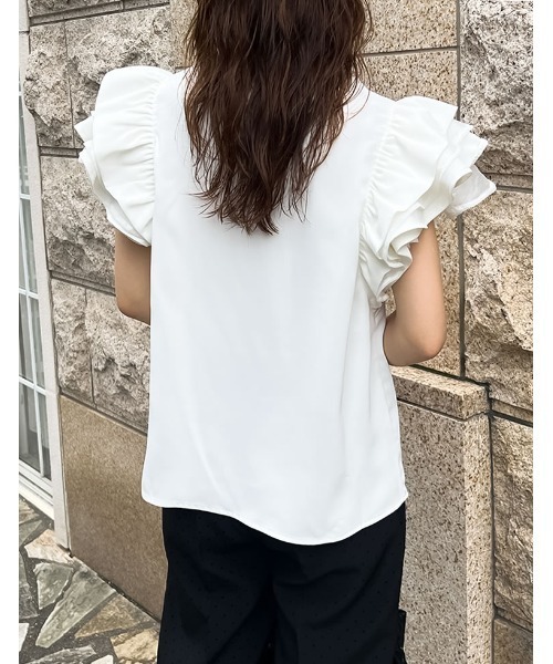 MEISM（ミズム）の「[2024 SUMMER COLLECTION][MEISM by Re:EDIT]レイヤードフリルスリーブブラウス（シャツ/ブラウス・レディース・ブラック/ホワイト・MEDIUM/LARGE）」の18枚目の写真