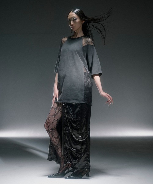 HARE（ハレ）の「【EDGY MODE】レースキリカエビッグT（Tシャツ/カットソー・レディース・グレー/ブラック・FREE）」の11枚目の写真