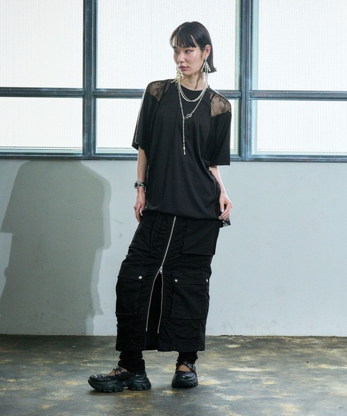 HARE（ハレ）の「【EDGY MODE】レースキリカエビッグT（Tシャツ/カットソー・レディース・グレー/ブラック・FREE）」の15枚目の写真