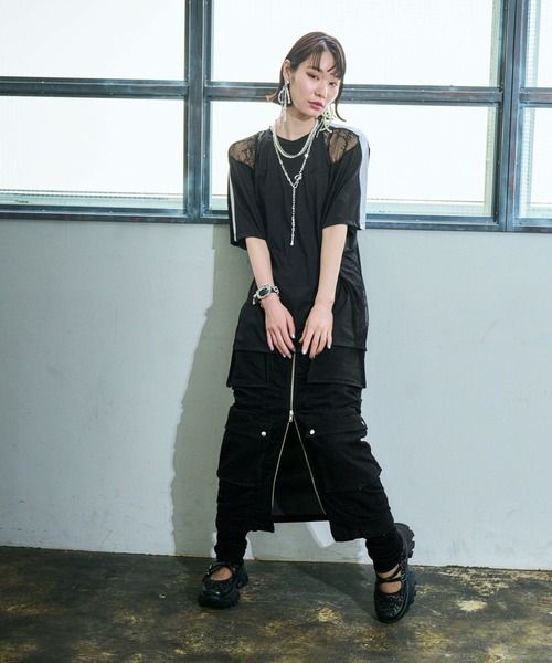 HARE（ハレ）の「【EDGY MODE】レースキリカエビッグT（Tシャツ/カットソー・レディース・グレー/ブラック・FREE）」の16枚目の写真