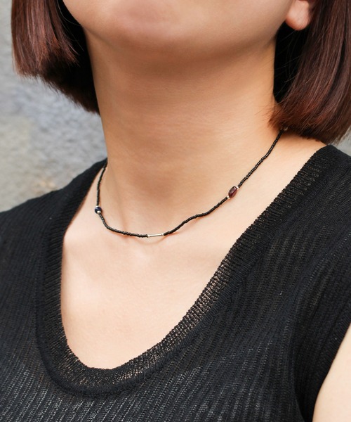 №1158さざれ石 ブラウンゴールドビーズネックレス 磁気ネックレス ステンレス ビーズ 18k ip gold ゴールド 磁力