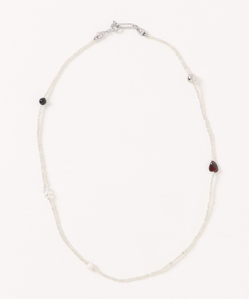 天然石ビーズステーションネックレス/beads station necklace