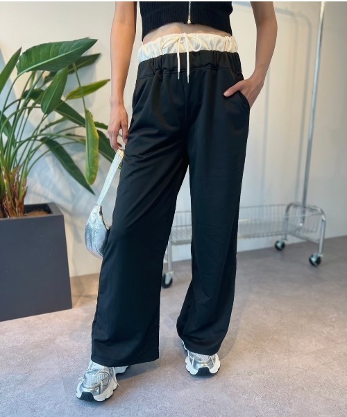 Solace（ソレイス）の「ダブルウエストストレートパンツ（スラックス・レディース・ブラック・FREE）」の12枚目の写真