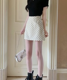 【Mayree】水玉 タイト ミニ スカート