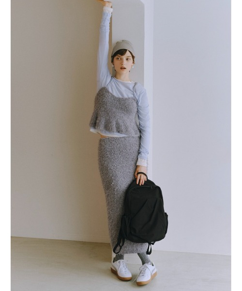 emmi(エミ)の「オーガニックコットン強撚天竺トップス(Tシャツ/カットソー・レディース・ライトブルー/カーキ/ブラック/ホワイト・FREE)」の4枚目の写真